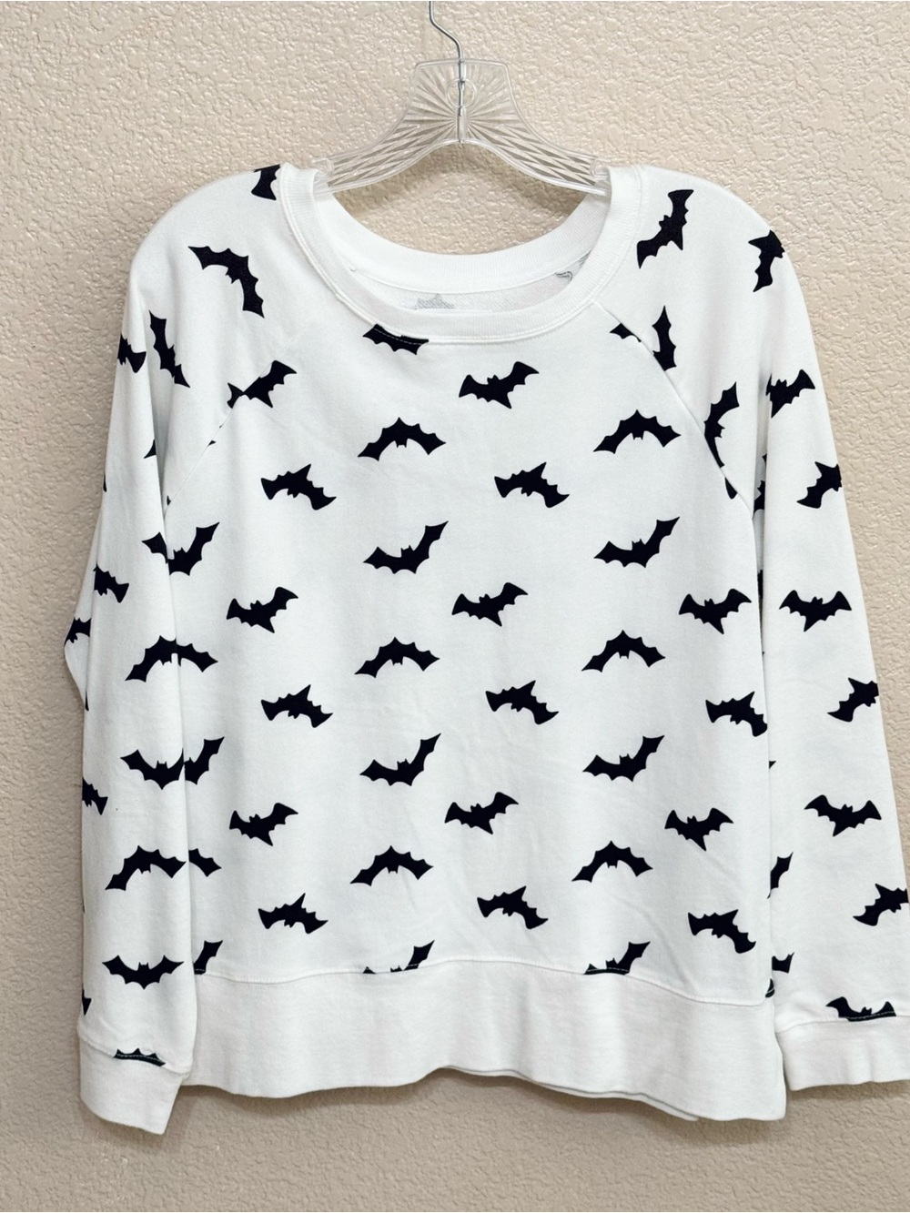 Grayson Threads White Pullover with Black Bat Print